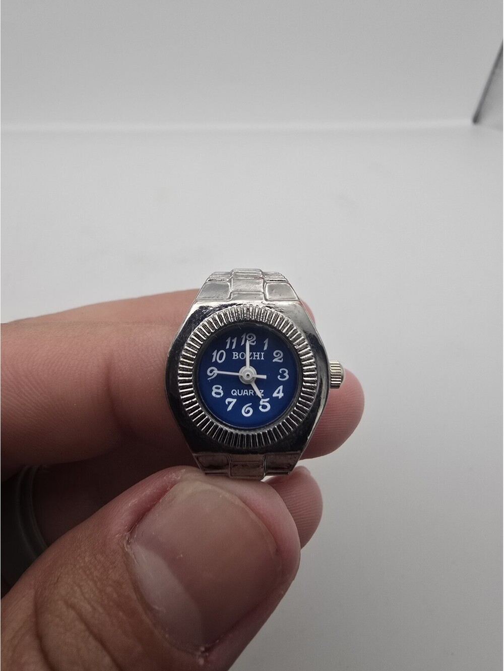 BOZHI Women’s Mini Quartz Watch Silver Tone Blue Dial Stretch Band